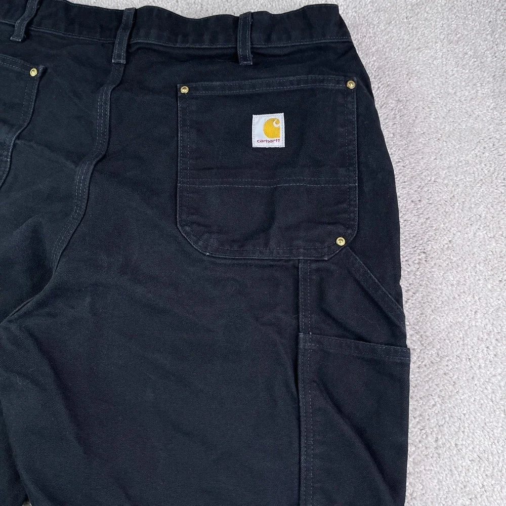 Carhartt Pants Mens 38x32 Black Loose Fit Carpenter Double Knee B01 Made‎ in USA